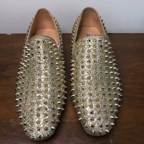 Hi & Hann Men Gold Spikes Shoes Men\'s Dress Loafers Red Bottom Size 10 main image 7